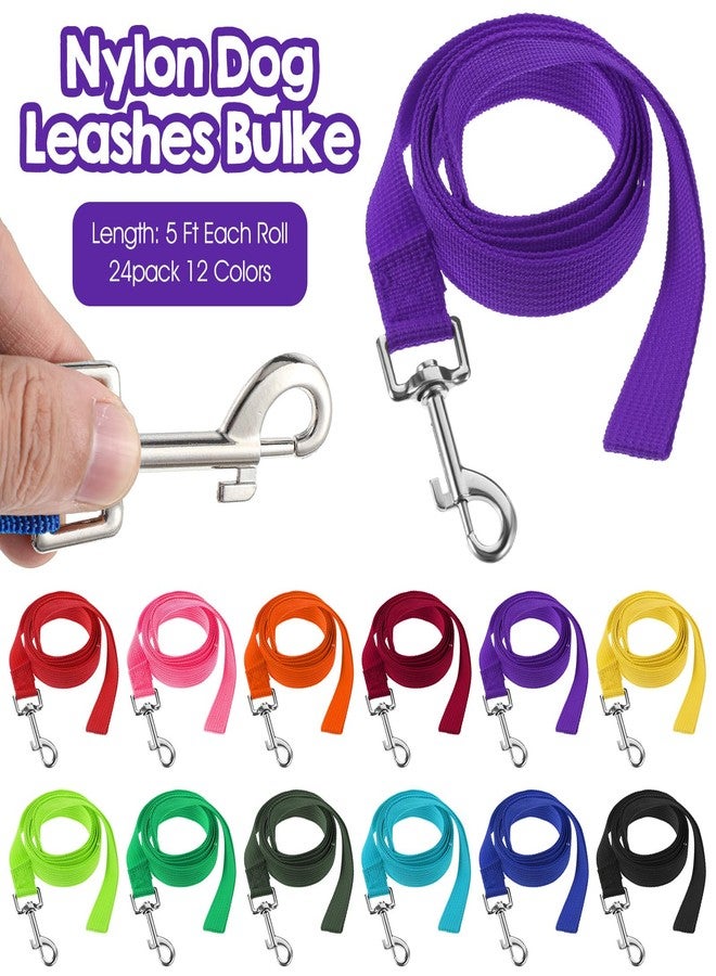 Dimeho 24 Pack Dog Training Leashes Nylon Dog Leashes for Small Medium Large Dogs Bulk Puppy Traction Rope with Swivel Hook for Walking Play Camping Backyard Hiking Shelter Outdoor - Image 4